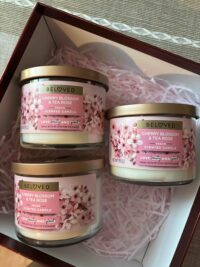 Beloved 3-Wick Candle Collection: Cherry Blossom & Tea Rose "Vegan Scented Candle" - Image 3