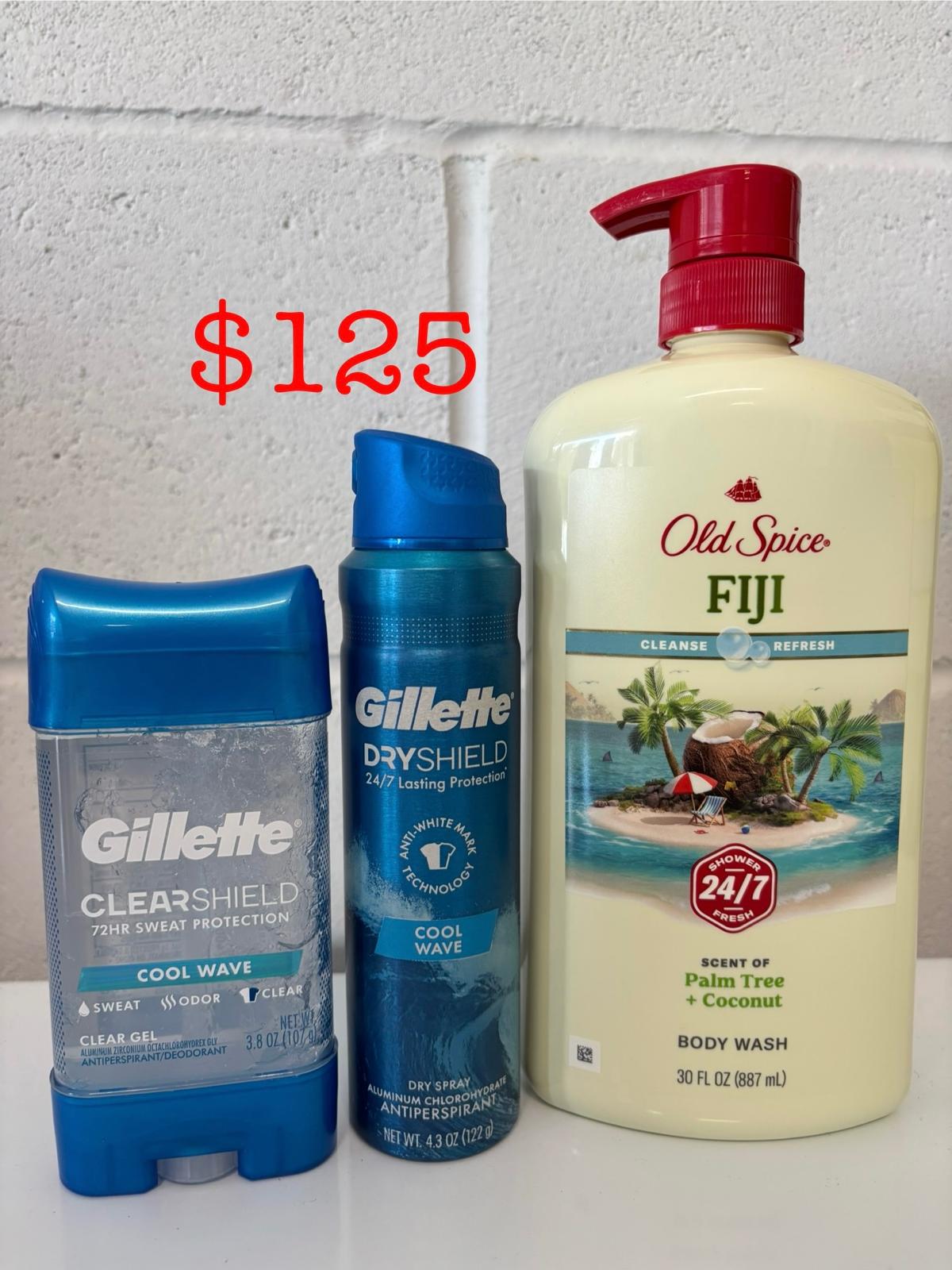 6d63d6e9-37dd-416d-91d9-115a2c5d6036 Old Spice Clean & Fresh Bodywash "Fiji" with notes of Palm Tree Notes 33floz & Gillette Combo - Image 1