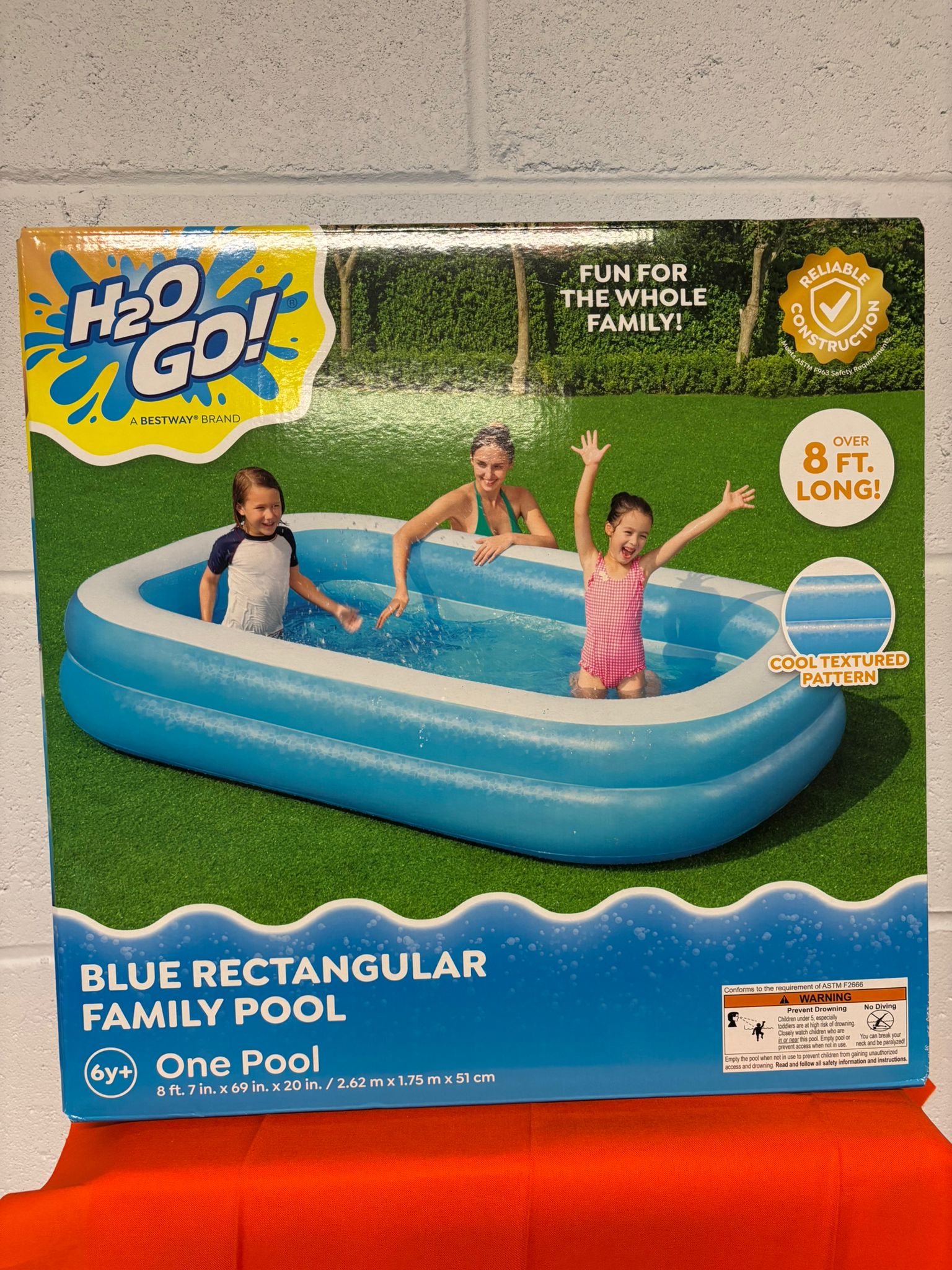ffaa4889-ebc0-4799-98e2-d6ccd5e192c2 H2O Go! - Blue Rectangular Family Pool (7in * 69in *20in) 8ft long - Image 1