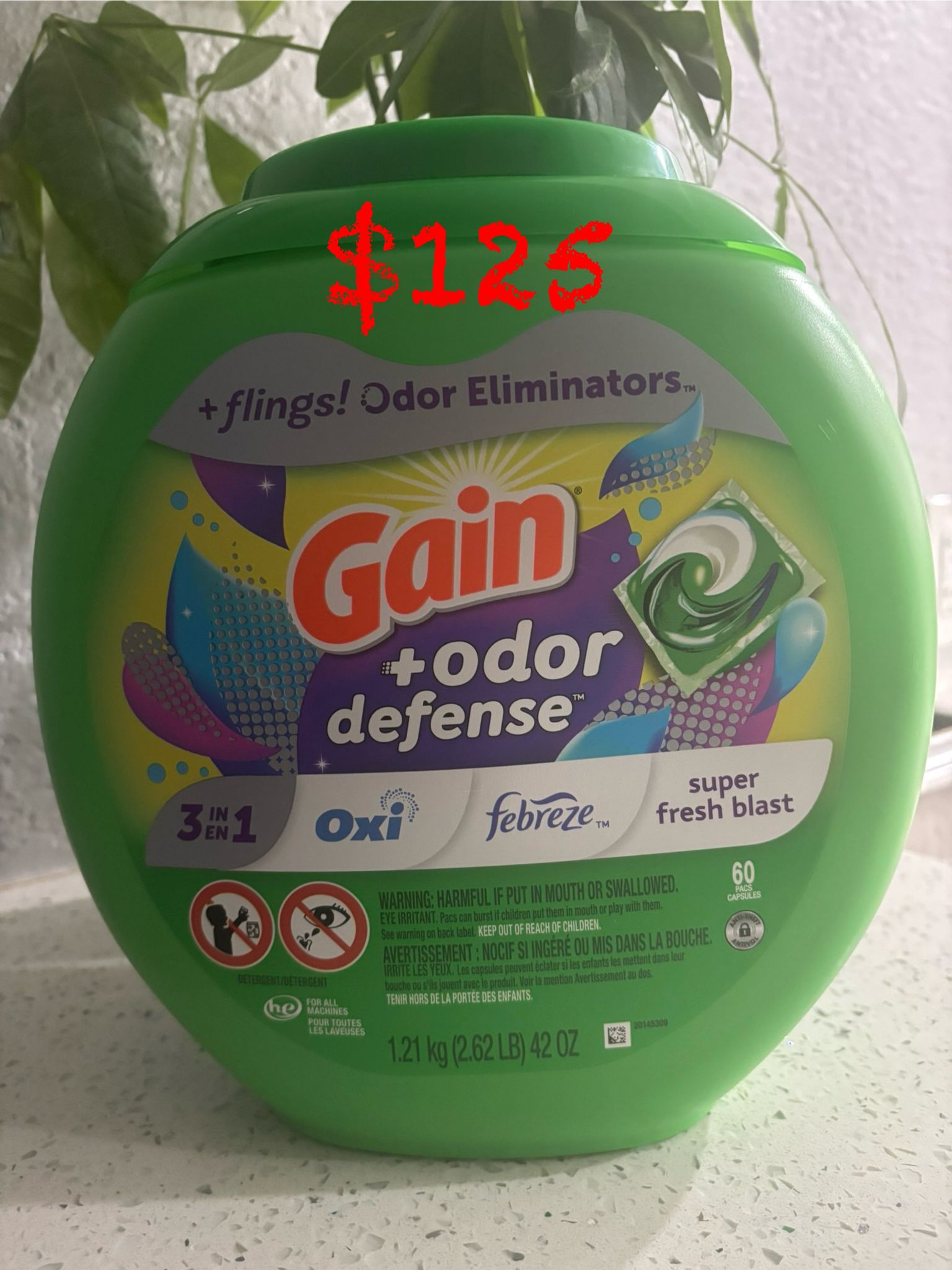 u22 Gain + Odor Defense Flings "Super Fresh Blast"-60 Pacs Capsules - Image 1