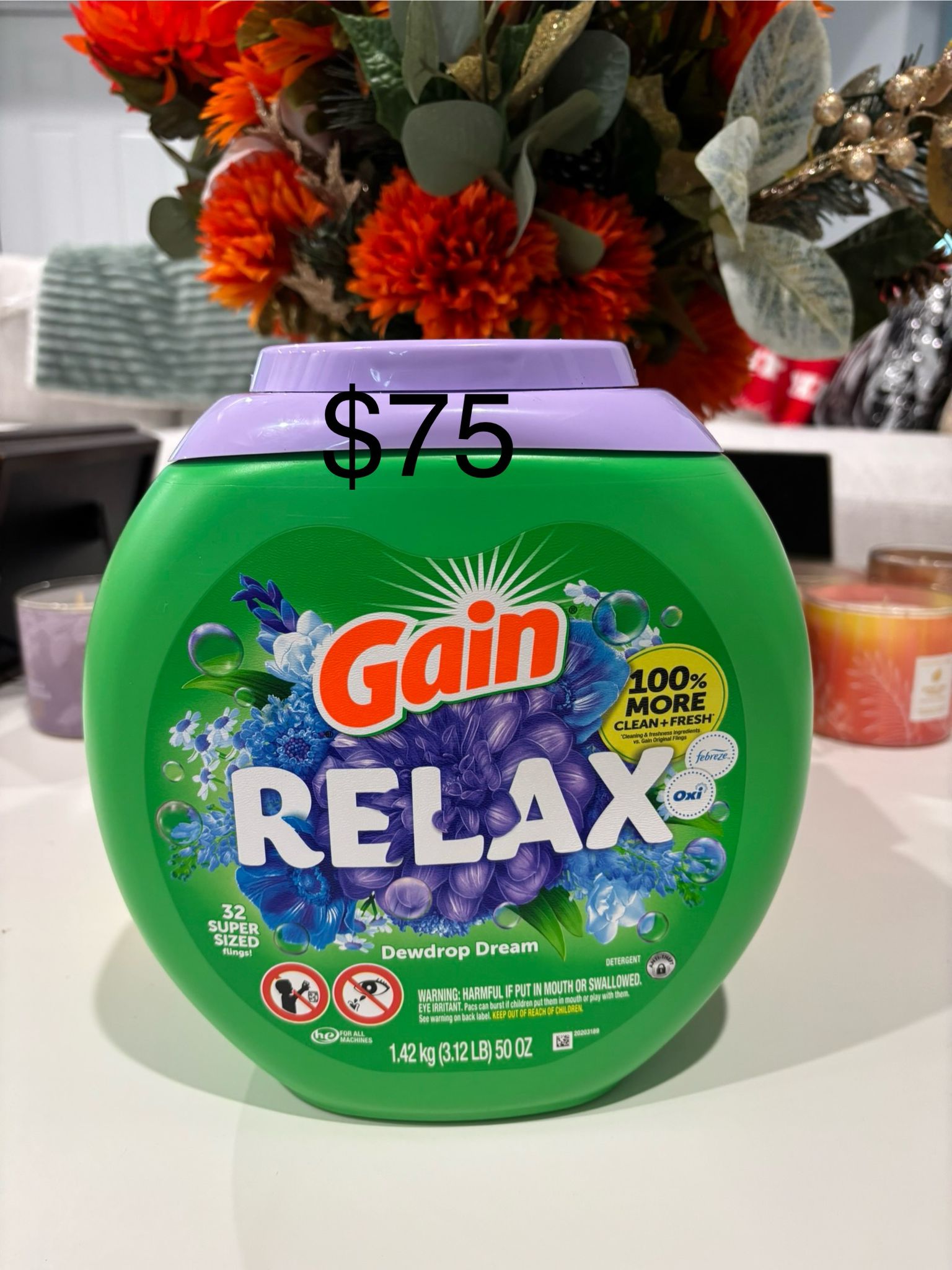 u37 Gain Super Sized Flings Relax "Dewdrops Dream"(32ct) - Image 1