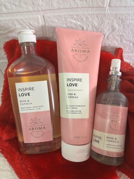 Aromatherapy -  Inspire Love Rose & Vanilla (Lotion, Wash & Essential Oil Mist)