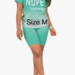 Women 2 piece Sports Outfit (Shirt, Shorts Jogger Bodycon Set) - Size M