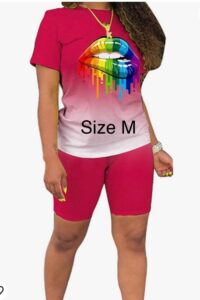 Women 2 piece Sports Outfit (Shirt, Shorts Jogger Bodycon Set) - Size M