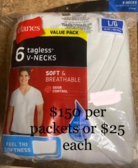Hanes (6) tag less V-Necks Soft& Breathable T-Shirts (L)