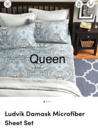 South Shore - 4 pc Double brushed Sheet  (White/Grey & Blue) Paisley - Queen Size - Image 3