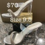 DREAM PAIRS Women's Clear Two Strap Open Toe High Block Chunky Slip on Dress Heel Sandals (Size 9.5)