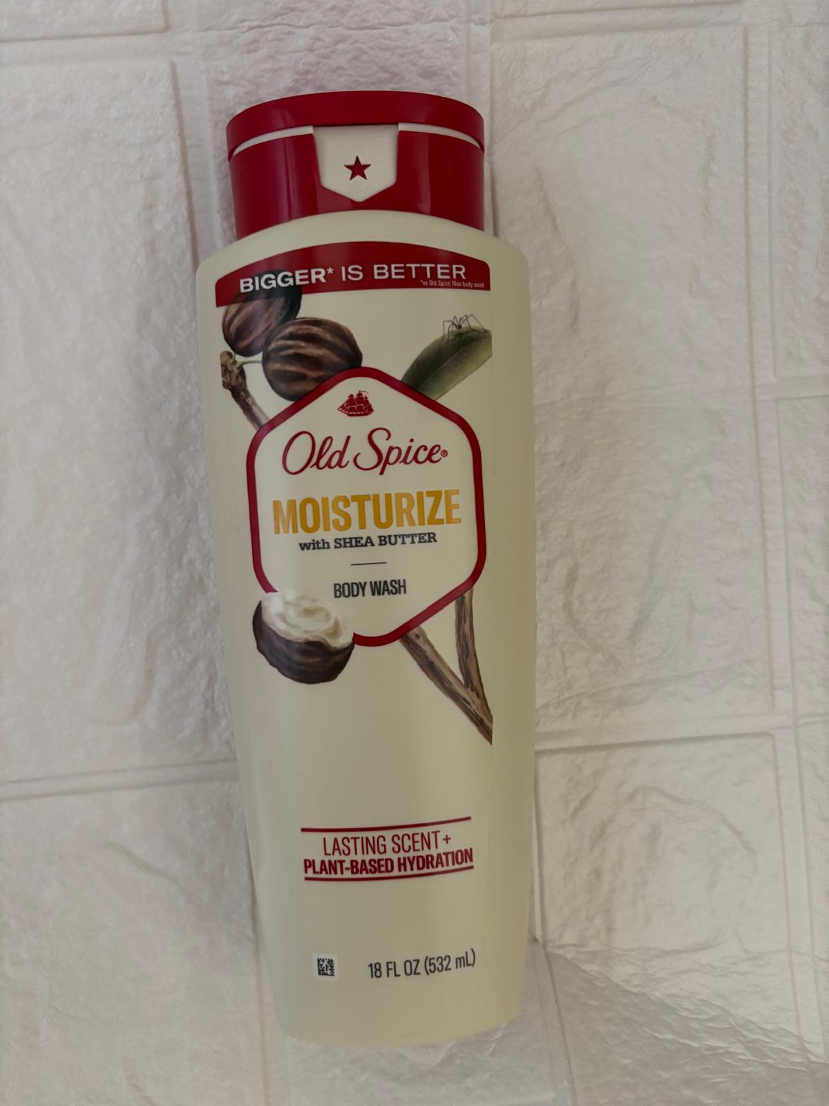 s49 Old Spice Moisturize with Shea Butter Bodywash Lasting Scent+ Plant Base Hydration-18floz - Image 1