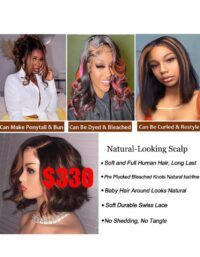 Highlight Ombre Wavy Bob Wig Human Hair 13x4 - Image 2