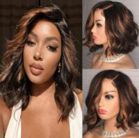 Highlight Ombre Wavy Bob Wig Human Hair 13x4 - Image 4