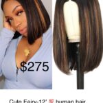 Ombre V Part Bob Wig Human Hair