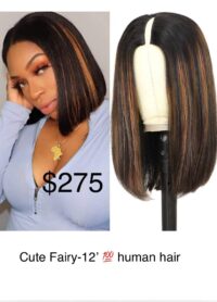 Ombre V Part Bob Wig Human Hair