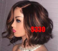 Highlight Ombre Wavy Bob Wig Human Hair 13x4