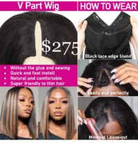Ombre V Part Bob Wig Human Hair - Image 3