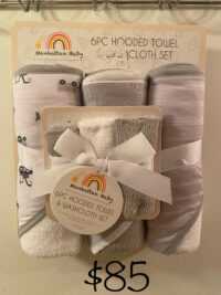 Manhattan Baby 3pc Hooded Towel & 3 washcloths tractors