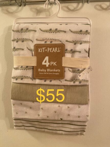 Kit & Pearl - 4pc Baby Blankets -green with alligators