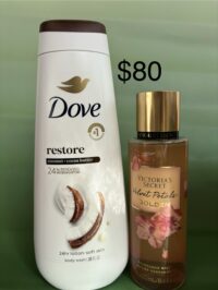 Dove Women Bodywash 20 floz: Restoring  Coconut & Cocoa & VS Velvet Petals Golden Fragrance Mist