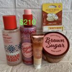 Sugar Berry: Raspberry Fizz, Pink Sugar & Shimmering Snow [Mist], Victoria's Secret Pink: Brown Sugar Body Scrub,  Victoria's Secret Pink : Sugar Plum  Body Oil, B&B Shea Butter Hand Cream: Warm Vanilla Sugar, Burt's Bees "Sugar Cookie Lipbalm" One the Nice List