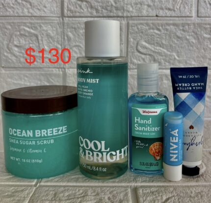 Pink : Cool & Bright: Chill Pear, White Orchid, Zesty Orange  & Shea Sugar Scrub - Ocean Breeze Bundle