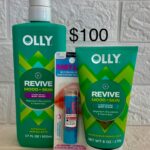 Olly Revive Mood+Skin Refreshing Neroli Dew Vitamin Infused Body wash (Magnesium, Electrolytes  & Vitamin B12- 17oz), & Scrub 6oz, & Maybelline Baby Lips Moistening Lip Balm #5 Quenched