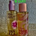 Victoria Secret Pink : Vanilla  Glazed Skin Body Oil & Glazed Warm & Cozy: Pink Passionfruit, Coconut Sugar & Fluffy Marshmallow Fine Fragrance Mist