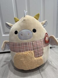 Squishmallow 16 inch "Buck Cream Dragon" Plaid Scarf - Christmas Collection