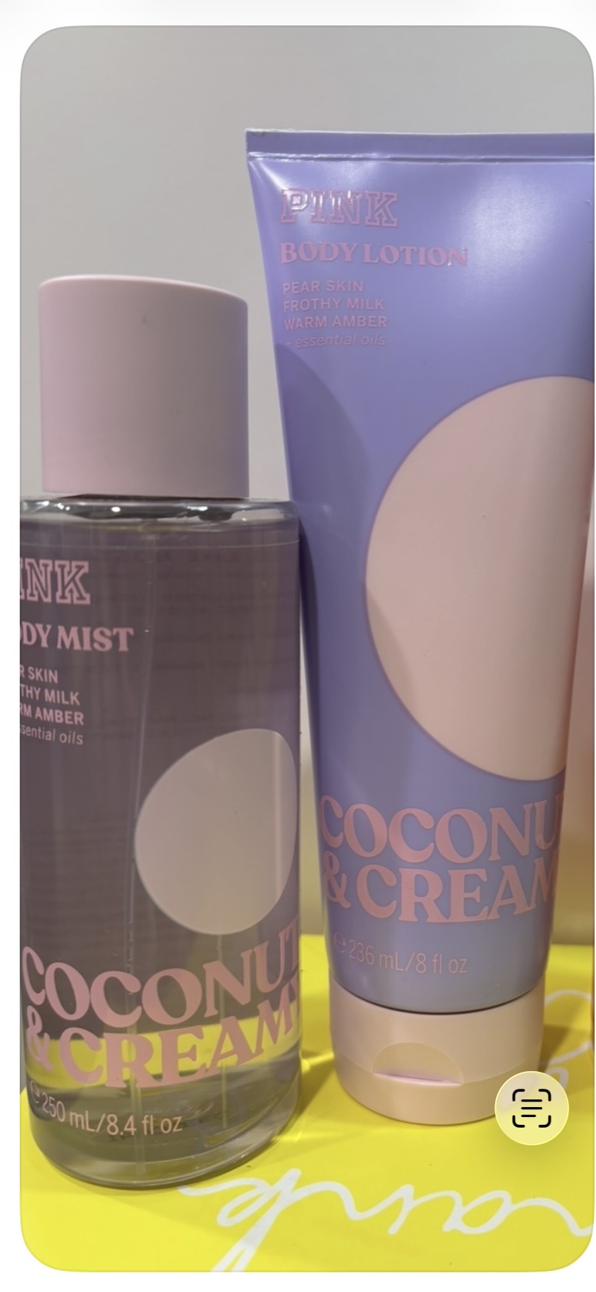 Screenshot Pink: Coconut & Creamy - Pear Skin, Frothy Milk, Warm Amber + essential oils (Lotion+Mist) - Image 1
