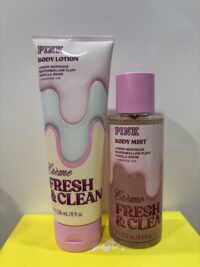 Pink: Creme Fresh & Clean-Lemon Merigue, Mashmallow Fluff, Vanilla Snow + essential oils -(Mist+Lotion)