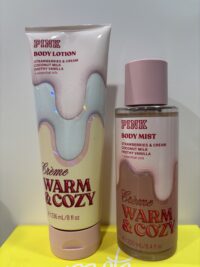 Pink: Creme Warm & Cozy - Strawberries & Cream, Coconut Milk, Frothy Vanilla + essential oils  (Mist +Lotion)