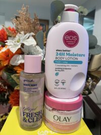 Victoria Secret - Pink Collection: Glazed Warm & Cozy, EOS Fresh & Cozy & Olay Scrub Bundle