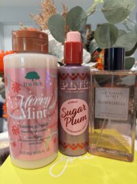 Tree Hut Shea Sugar Forming Gel Wash: Merry Mint & VS Sugar Plum & Bombshell Fragrance Mist Cashmere Bundle