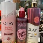 Victoria's Secret Pink : Starlit Sugar Plum Highlighting Body Oil & Olay Bodywash & Lotion